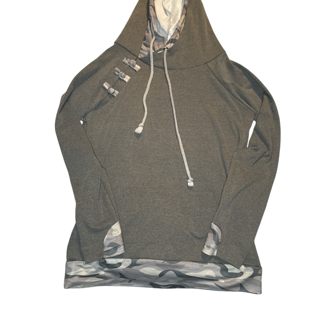 Rogue Gray Hoodie with Camouflage Details